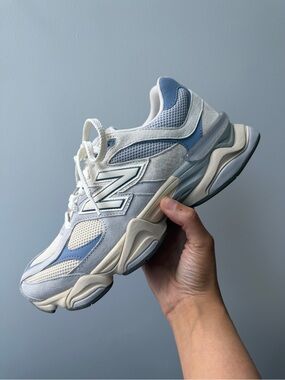 New Balance 9060 Beige/ cream / blue ish lavender purple Sneakers